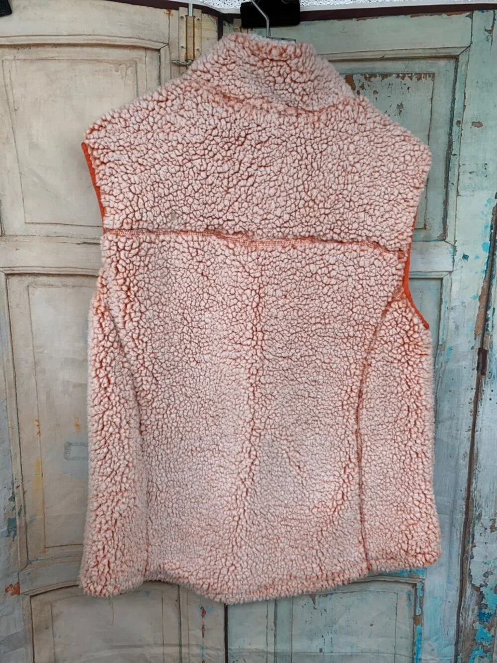 Green Tea Ladies XL Orange Sherpa Fleece Vest With Pockets & Zip Front